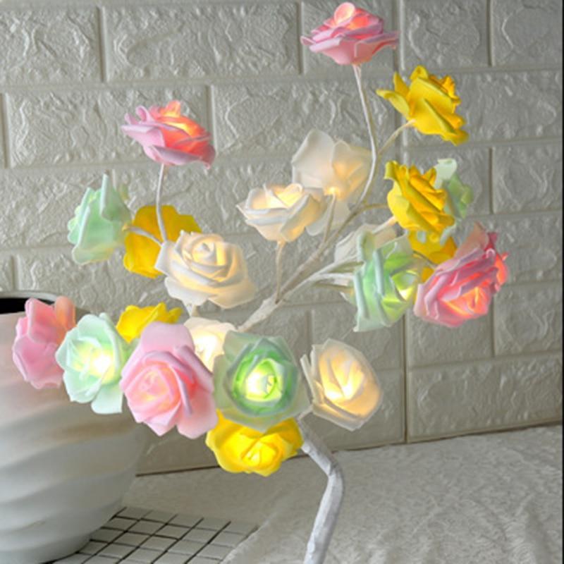 Rose Shaped LED Tree Decorative Table Lamp for Living Room Bedroom