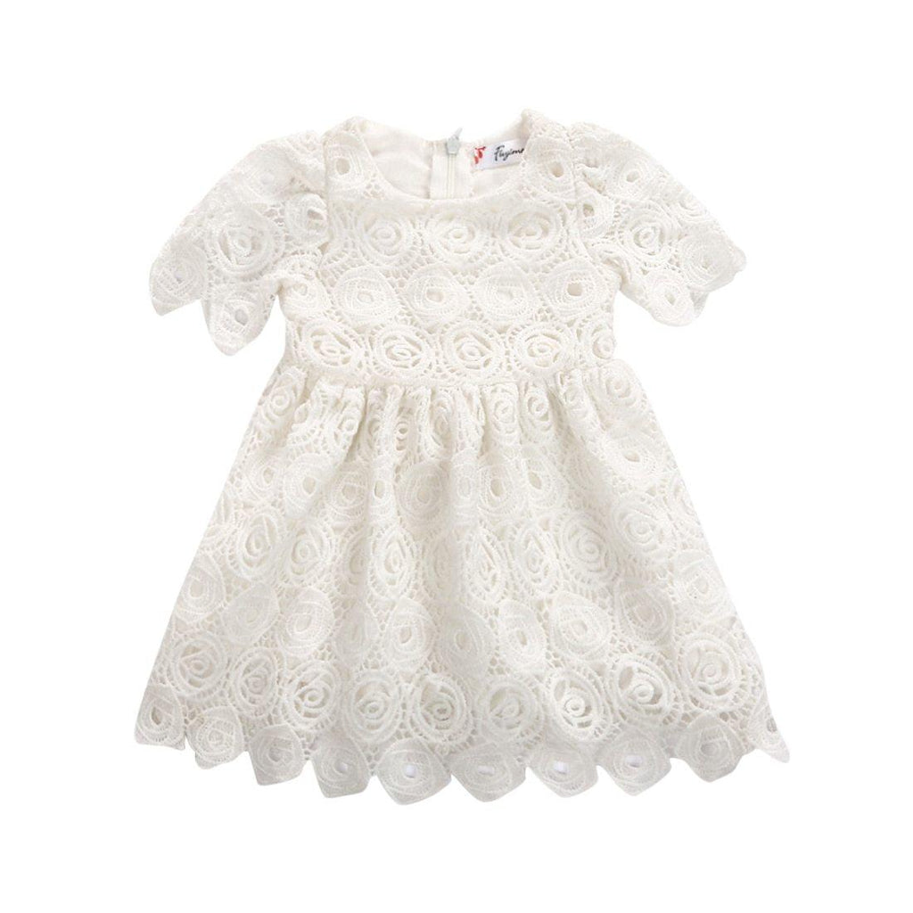 Classic Baby Girls Floral Lace Party Dress with Headband