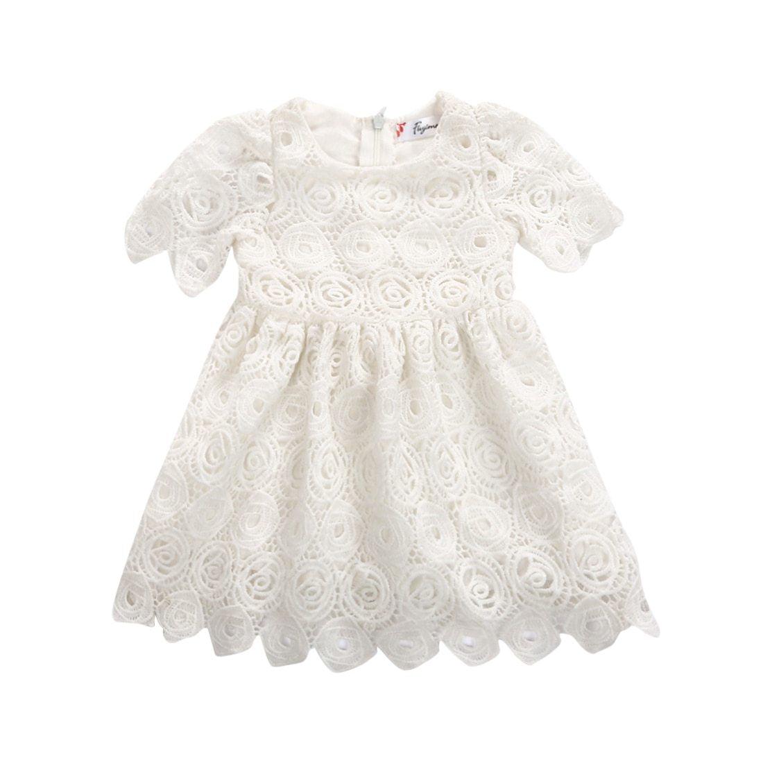 Classic Baby Girls Floral Lace Party Dress with Headband