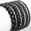 Unisex Modern Cuban Link Chain Bracelet in Silver Gold and Black
