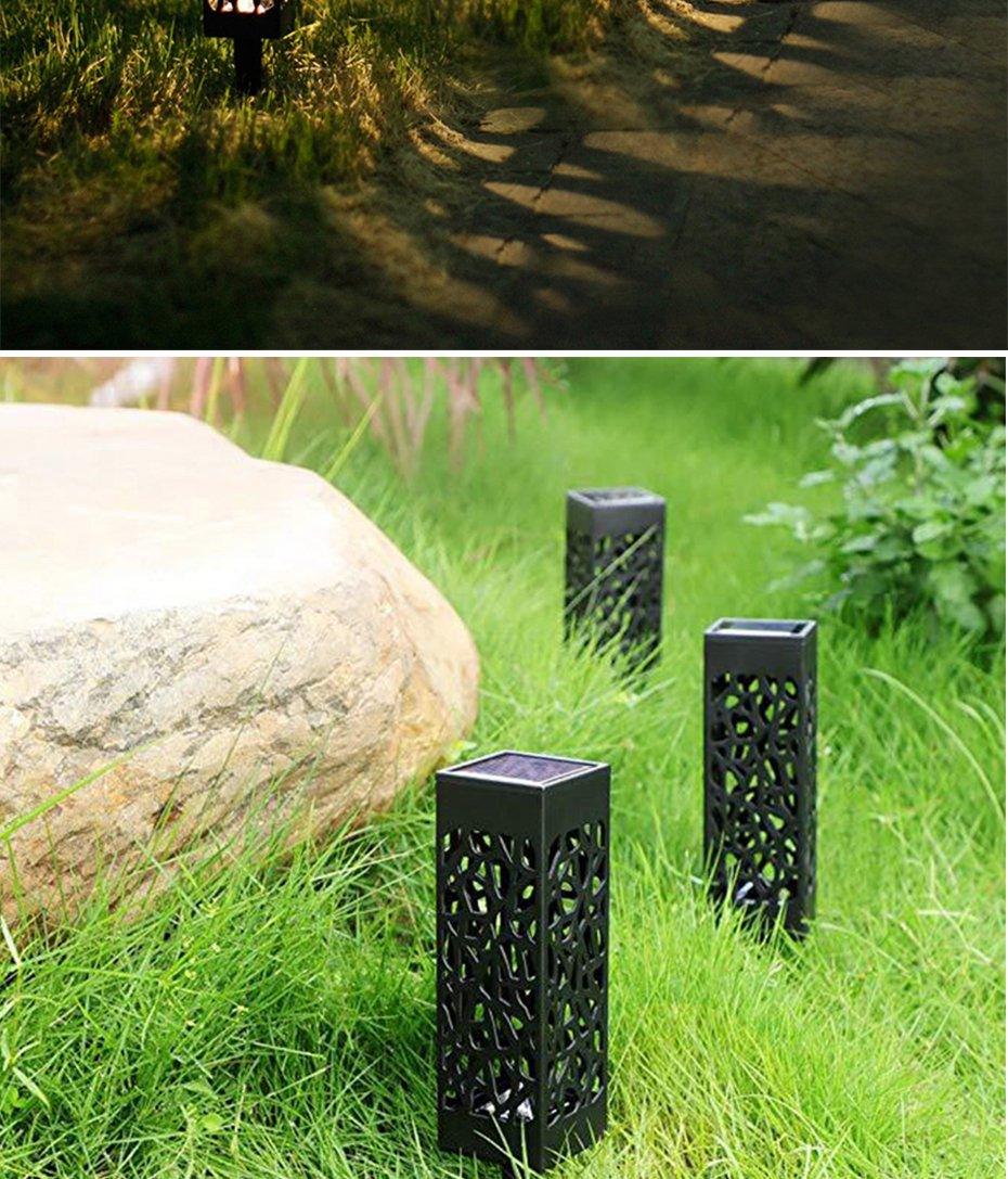 8-Pack Retro Waterproof Solar LED Lamps in Black Stainless Steel