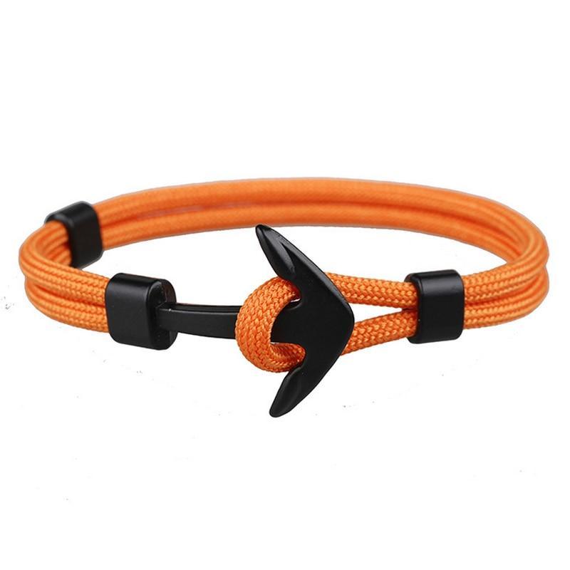 Black Anchor Paracord Survival Bracelet with Magnetic Clasp