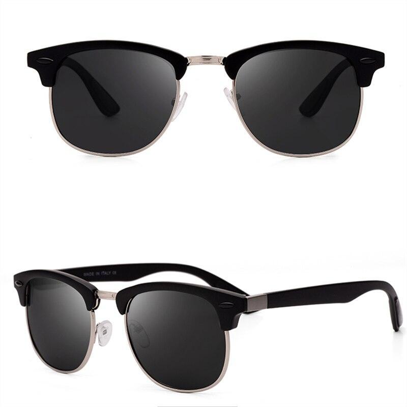 Retro Square Half Metal Frame Polarized Driving Sunglasses UV400
