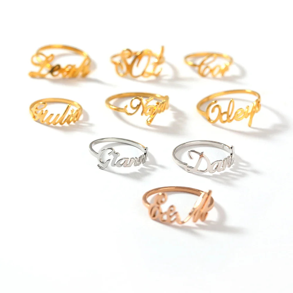 Custom Name Rings for Women Stainless Steel Gold Plated  Personalized Band Letter Initial Ring Wedding Jewelry Bijoux Femme 2023
