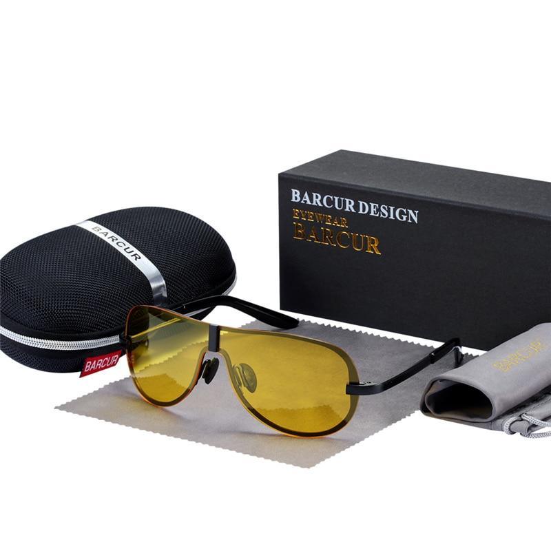 Luxury pilot-style night vision driving glasses with yellow polarized lenses
