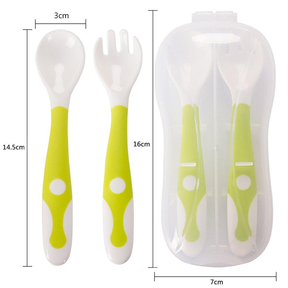 Heat-Resistant Baby Spoon and Fork Set with Travel Case