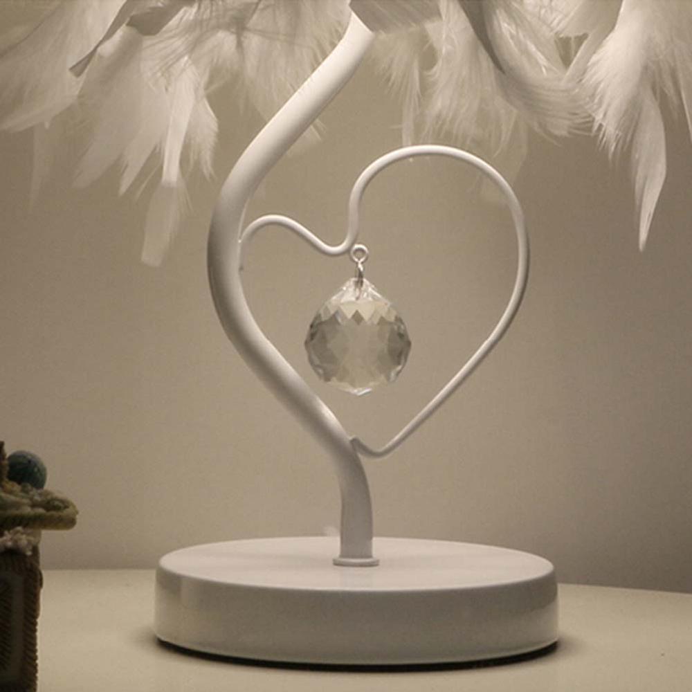 Luxury Heart Shape Feather Crystal Table Lamp for Bedroom