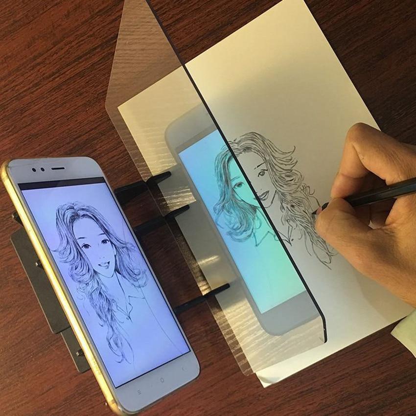 Slim black and transparent LED projection tracing board for kids sketching