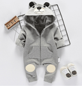 Baby Bear Ear Hooded Romper - Fleece Lined Winter Jumpsuit