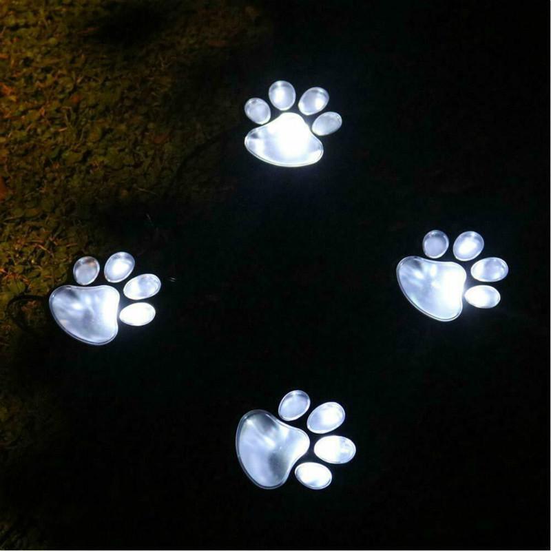 4-Piece Solar Paw Print LED Pathway Lights for Animal Lovers
