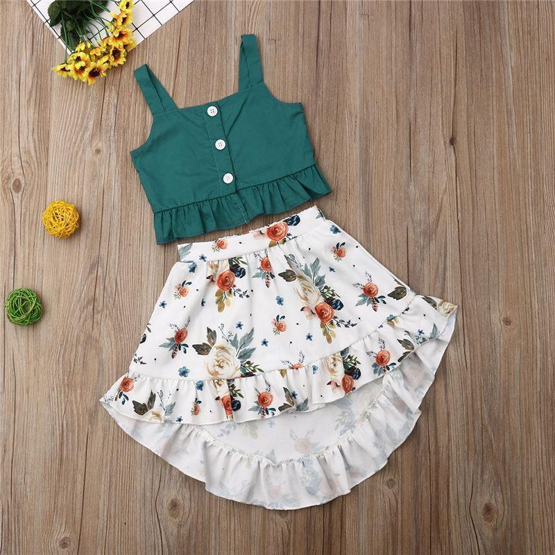 Baby Girl Floral Ruffle Top and Bloomers Set in Teal and White