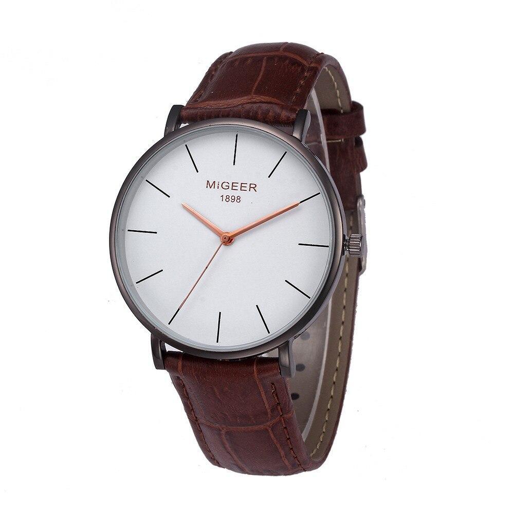 Classic Minimalist Men's Leather Dress Watch - Slim Design