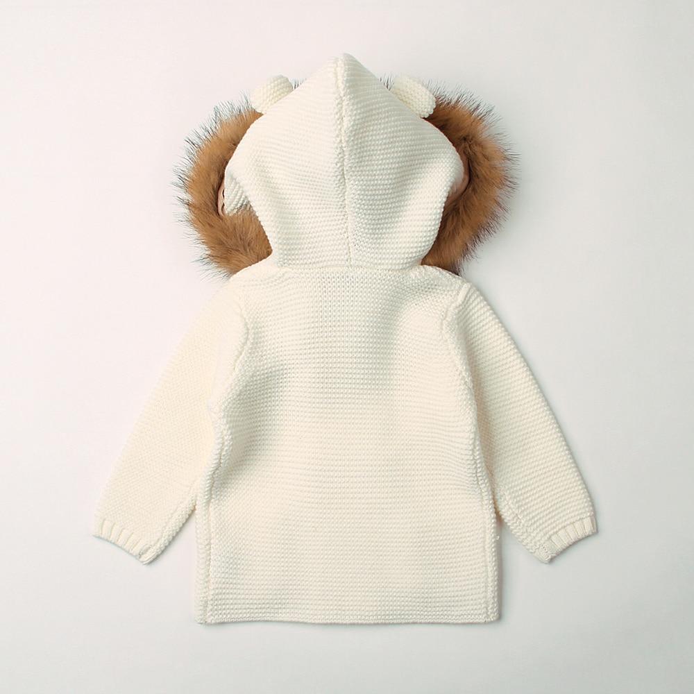 Baby Hooded Bear Cardigan - Fleece-Lined Winter Sweater Jacket