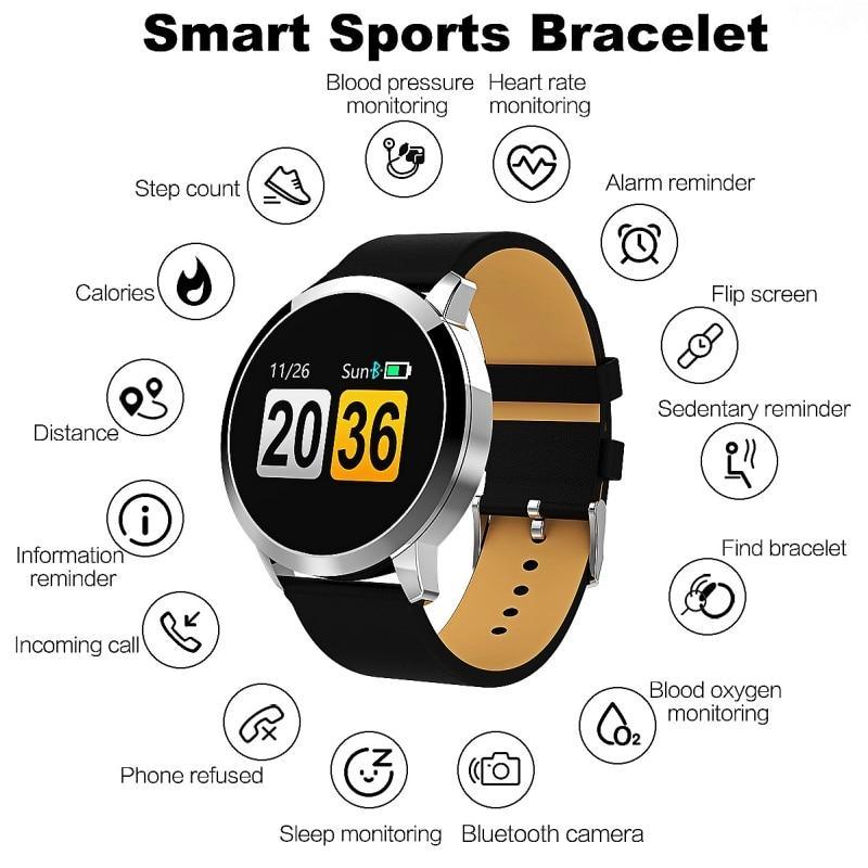 Q8 LED Bluetooth Fitness Smartwatch with Stainless Steel Band