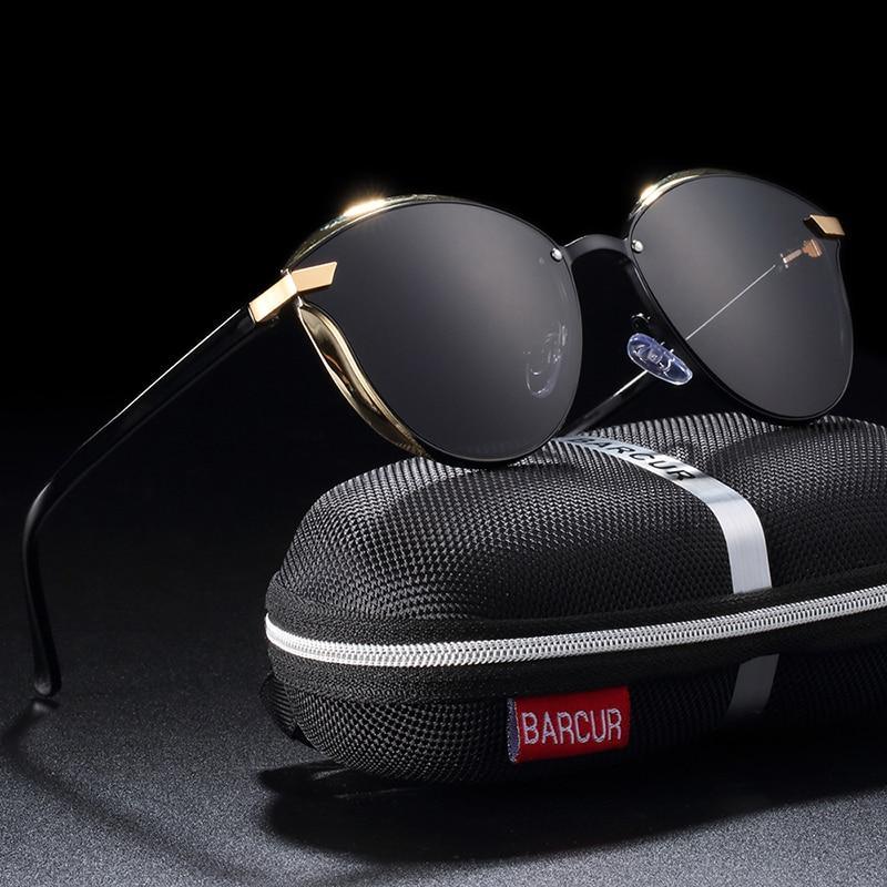 Women’s Retro Rimless Polarized Round Sunglasses UV400 Metal