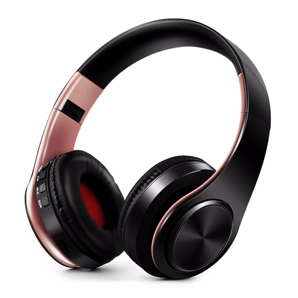 Wireless Bluetooth Stereo Headset with Microphone - White & Gold