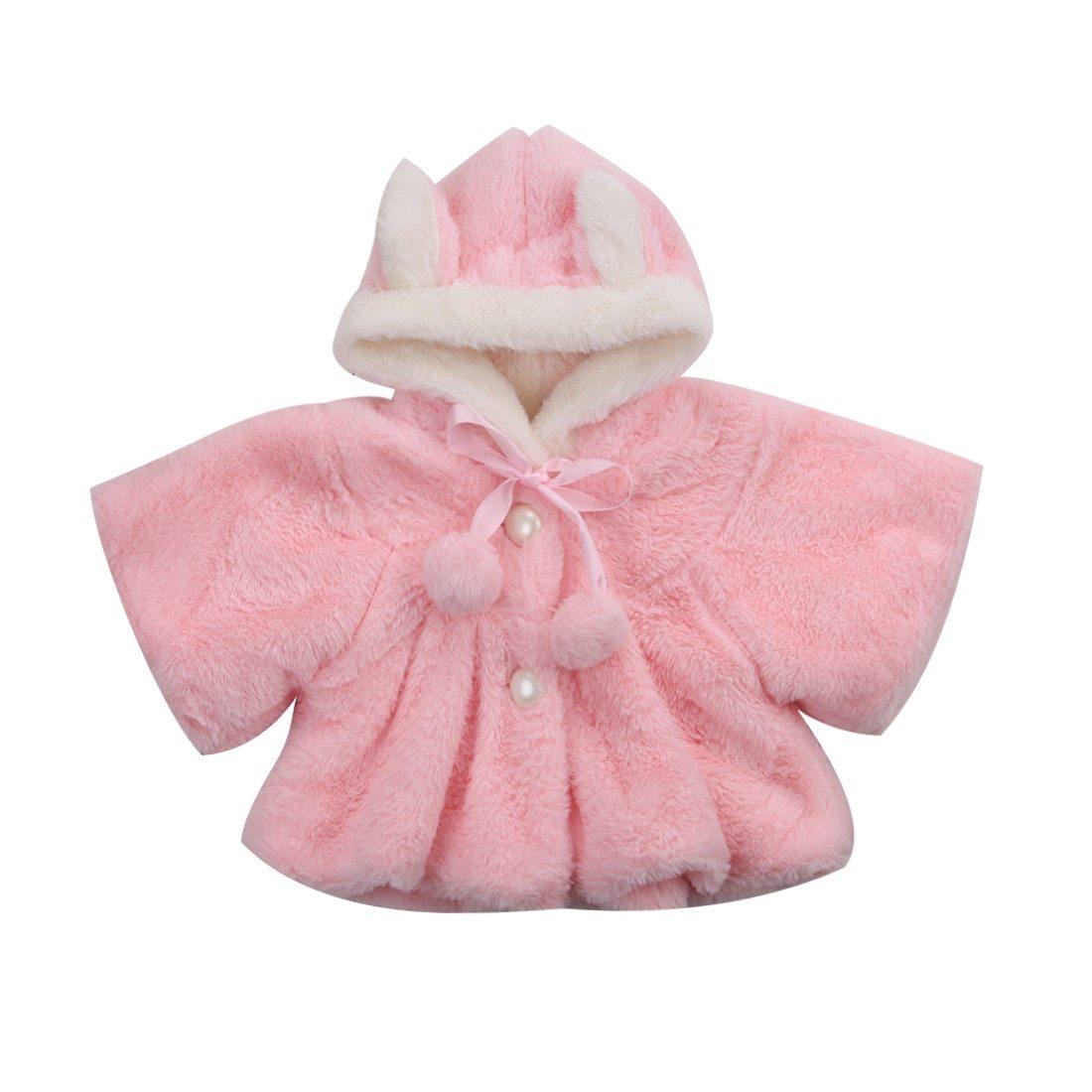 Baby Girls Reversible Rabbit Ear Cloak Coat Warm Winter Cape