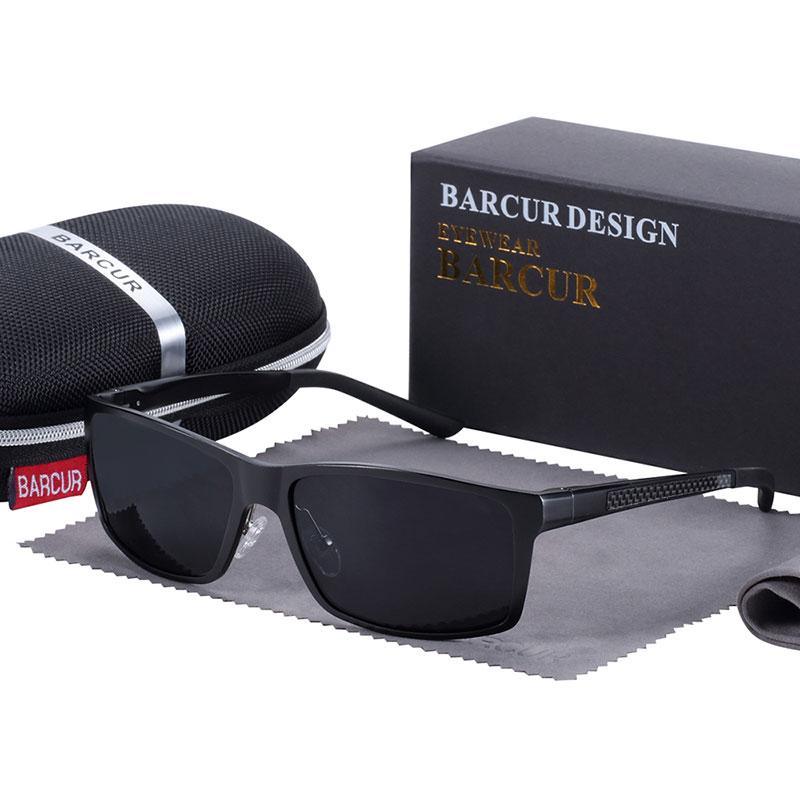 Classic square polarized men's sunglasses available in black, grey, and copper.