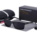 Classic square polarized men's sunglasses available in black, grey, and copper.