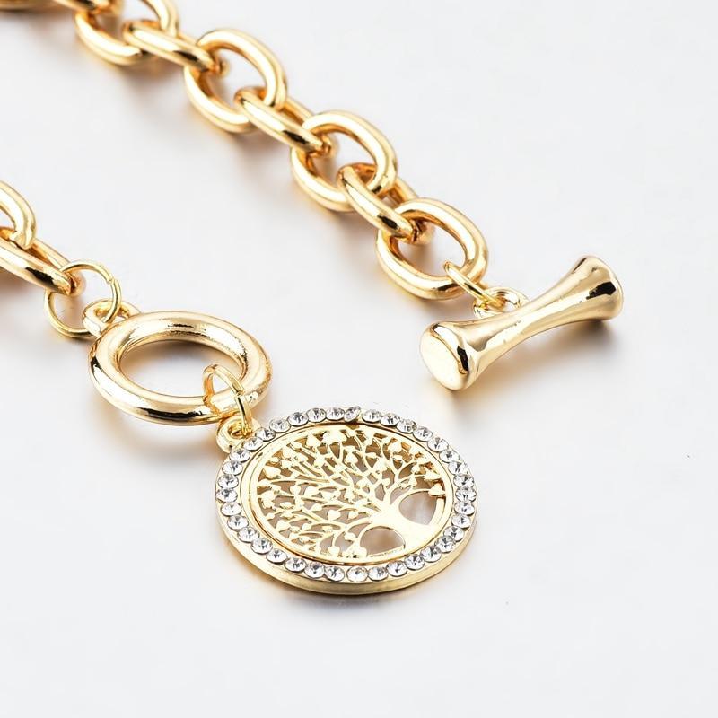 Gold Tone Expandable Tree of Life Medallion Bracelet