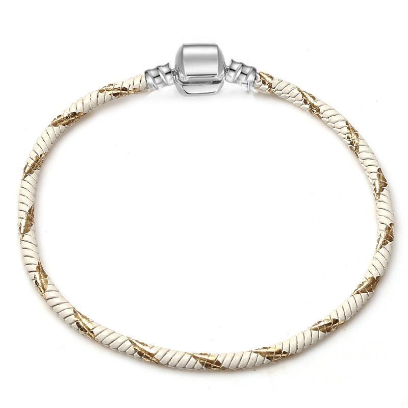 Sterling Silver Color Snake Chain Heart and Star Bracelet