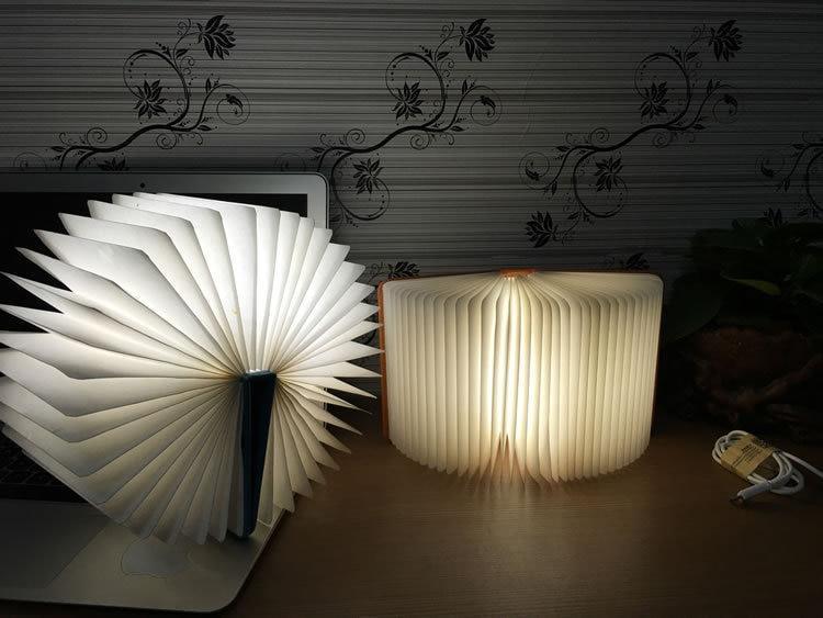 Rechargeable Foldable Wooden Book Lamp - Unique Home Decor