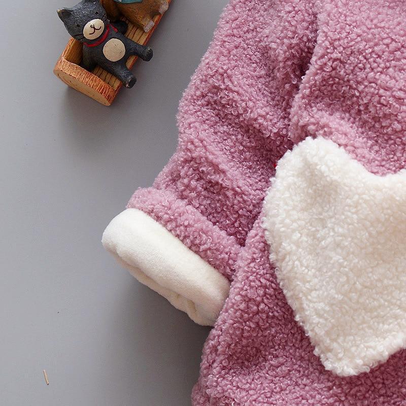 Baby Girls Heart Print Thick Velvet Winter Hoodie Jacket Outerwear
