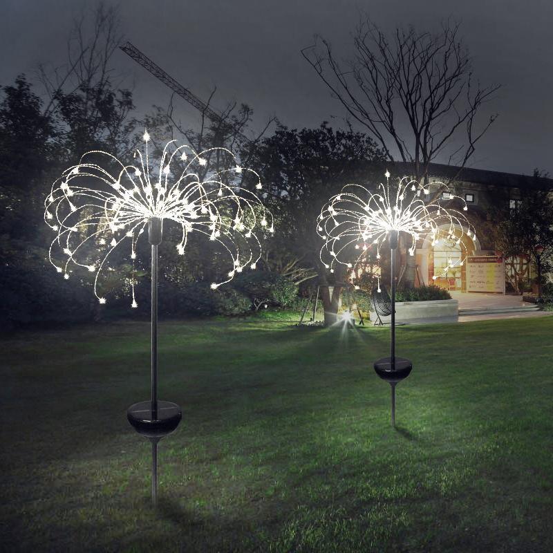 Multicolor festive solar firework lamp for outdoor garden parties and holiday lighting.