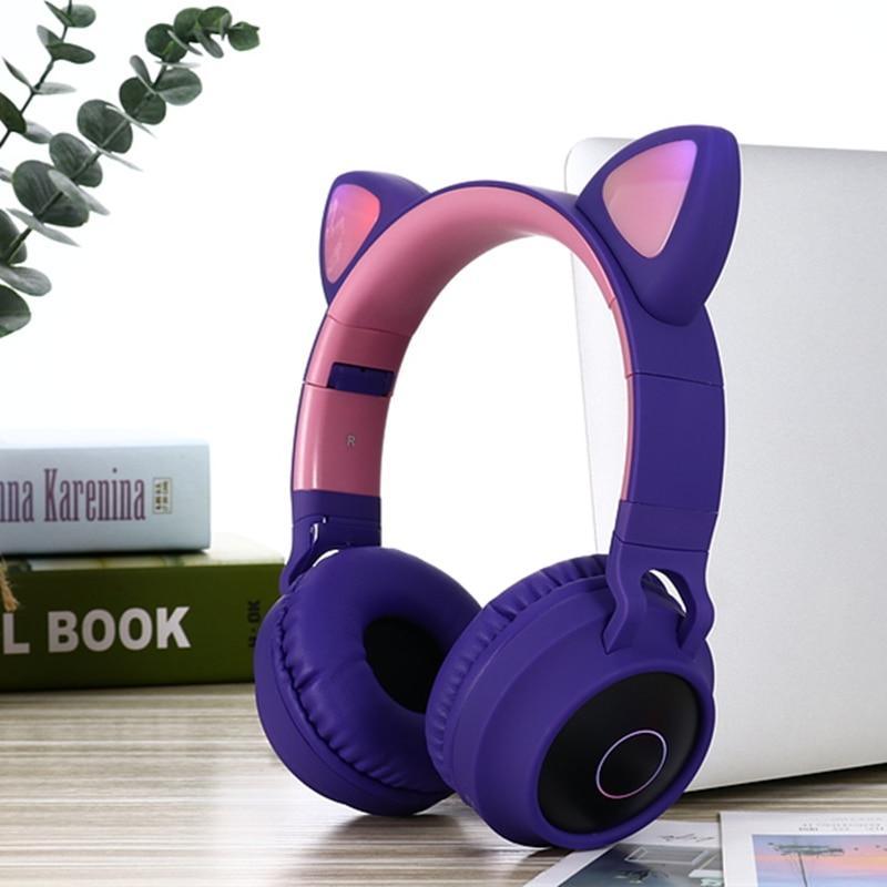 LED Cat Ear Bluetooth 5.0 Wireless Headphones with Mic