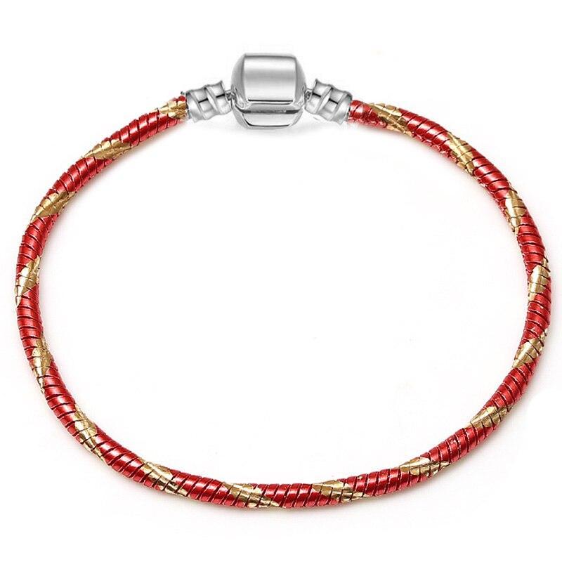 Sterling Silver Color Snake Chain Heart and Star Bracelet