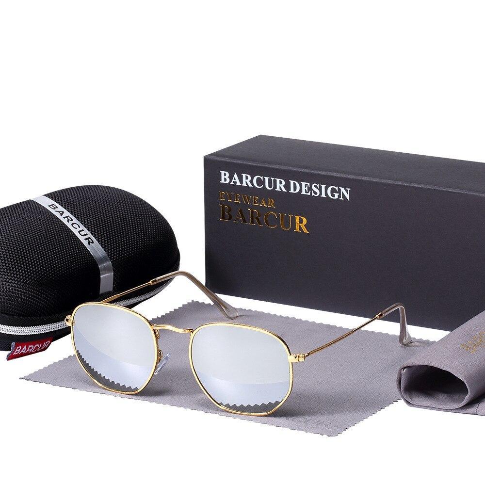 Hexagon Stainless Steel Reflective Sunglasses UV400 Eyewear