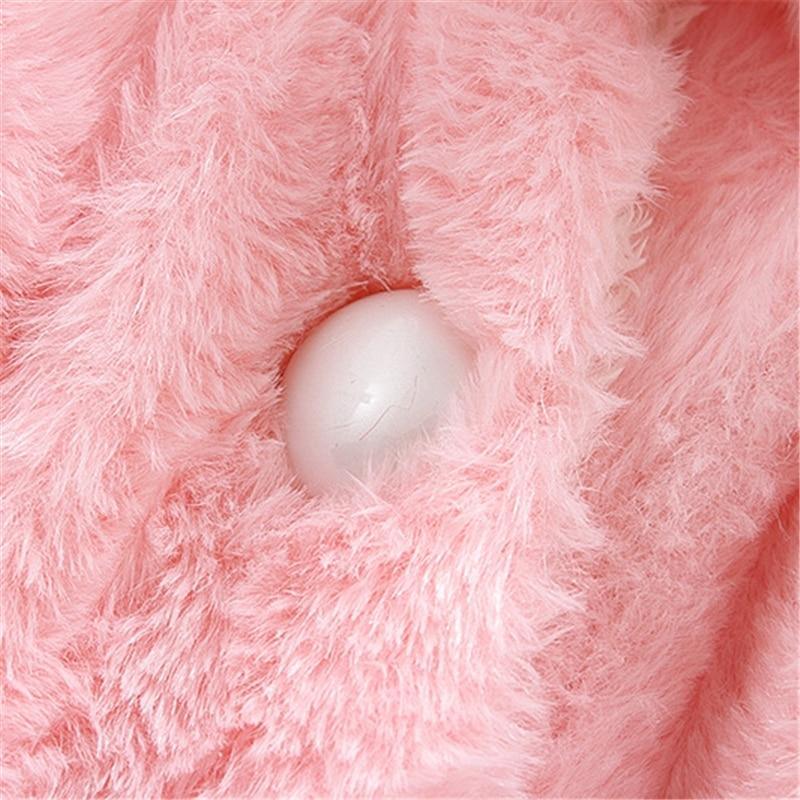 Baby Girl Rabbit Ear Fur Cloak Jacket - Pastel Winter Outerwear