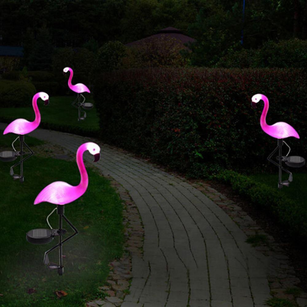 3pc Flamingo LED Solar Garden Lights - Pink Outdoor Yard Decor