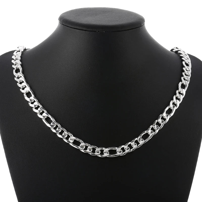 Aravant 925 Silver Simple 6MM 8MM Sideways Necklace Bracelet Chains For Men Women Fashion Jewelry