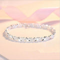 Italian 925 Sterling Silver Geometric Zircon Bracelet