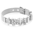 18K Gold Plated Italian Mesh Heart and Anchor Charm Bracelet