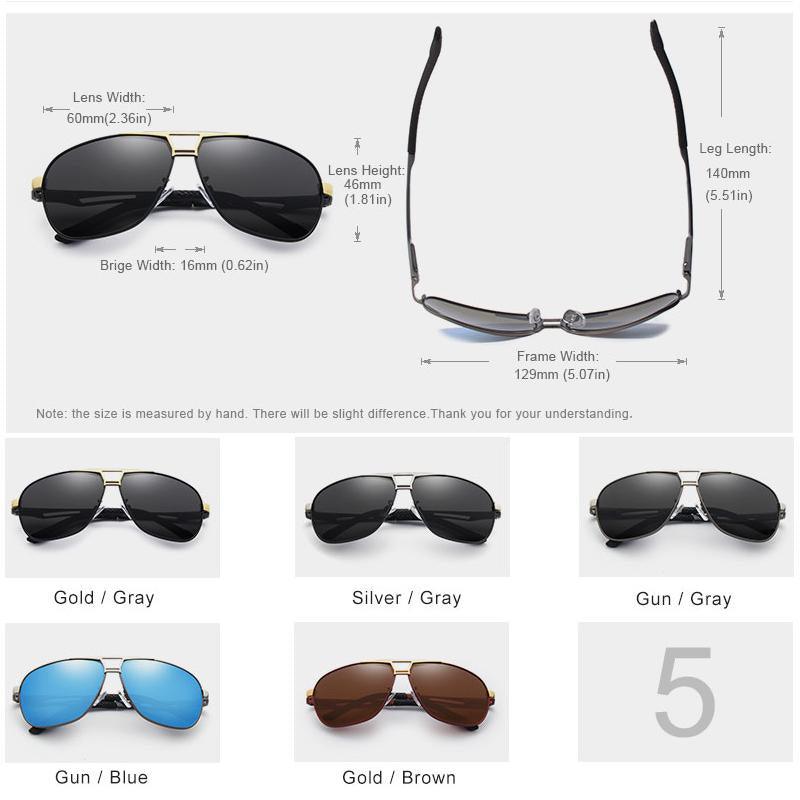Luxury Polarized Square Driving Sunglasses Aluminum Frame