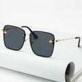 Oversize Rimless Square Bee Sunglasses with UV400 Gradient Lenses