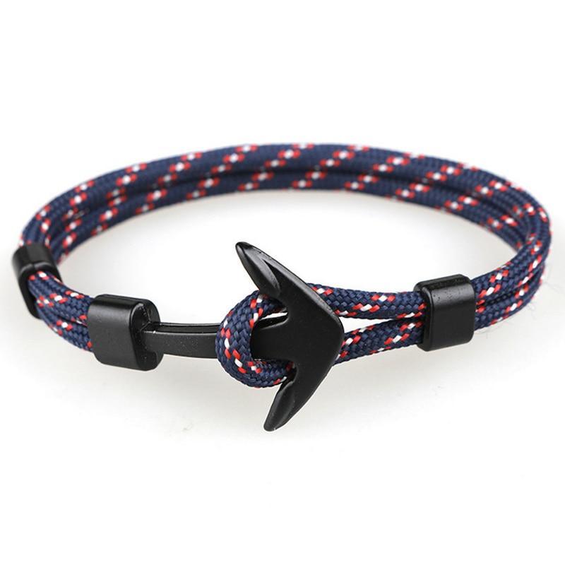 Black Anchor Paracord Survival Bracelet with Magnetic Clasp