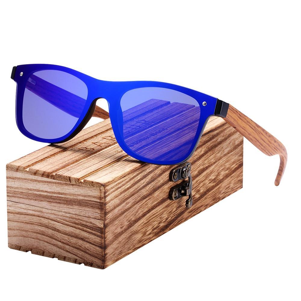 Polarized Square Wood Sports Sunglasses with UV400 Protection