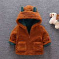 Toddler Warm Winter Jacket - Beige & Brown Windproof Coat