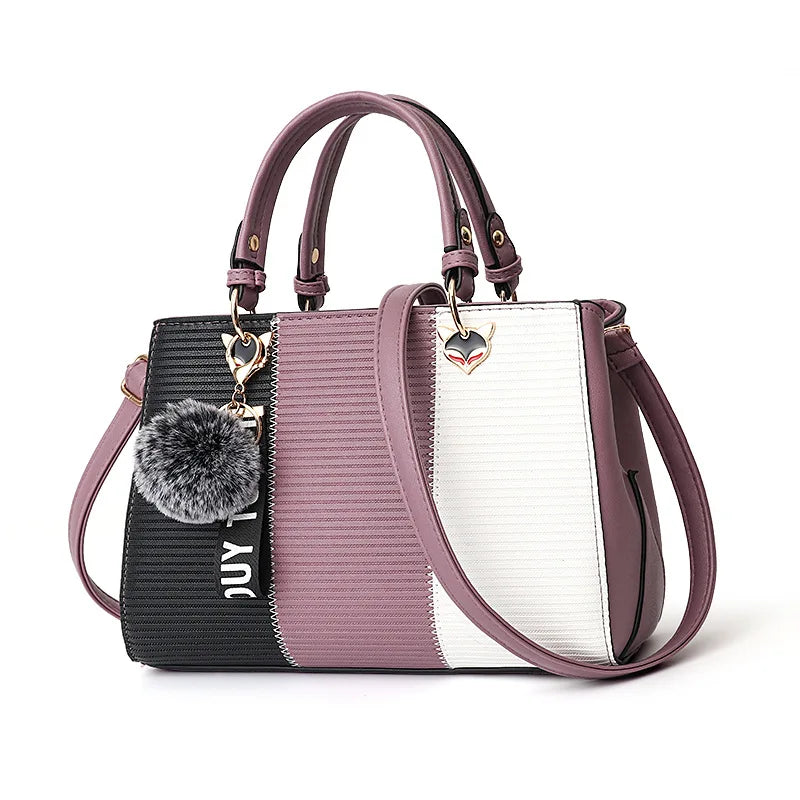 Striped Color Block Handbag - Shoulder & Crossbody Bag