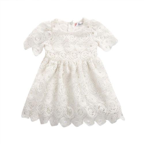 Classic Baby Girls Floral Lace Party Dress with Headband