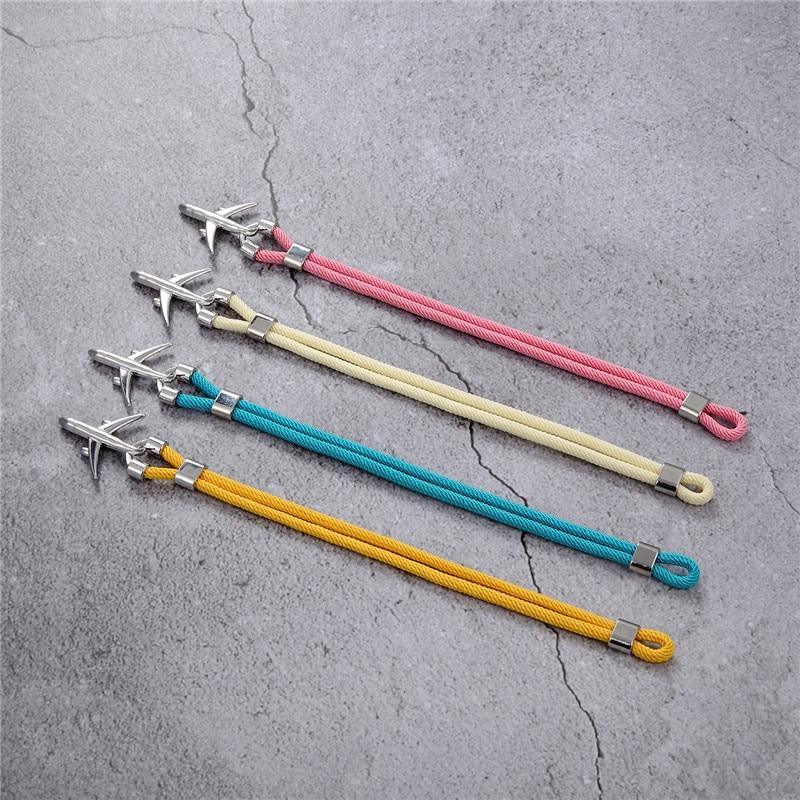 Unisex Nautical Airplane Anchor Charm Rope Bracelet