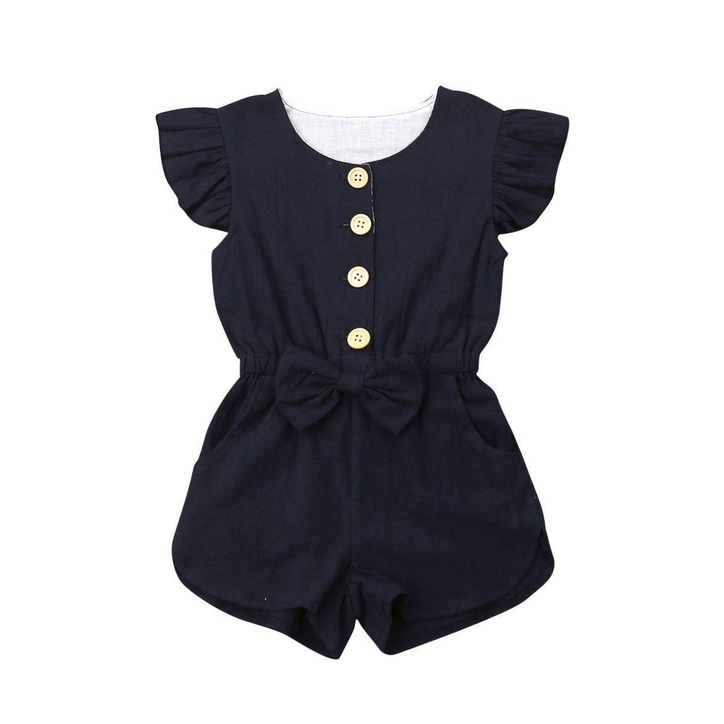Baby Girl Sleeveless Ruffle Romper Cotton Blend Button Playsuit