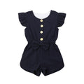 Baby Girl Sleeveless Ruffle Romper Cotton Blend Button Playsuit