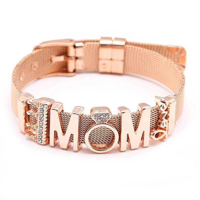 18K Gold Plated Italian Mesh Heart and Anchor Charm Bracelet