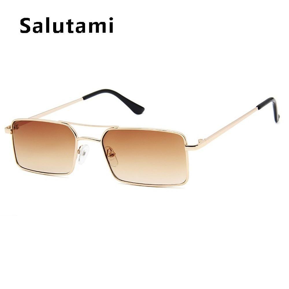 Retro Modern Square Sunglasses With Double Bridge Alloy Frame