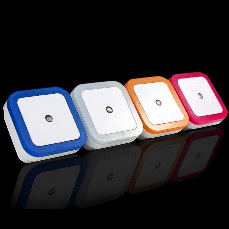 A multi-colored square motion-activated LED night light for home hallways and bedrooms.
