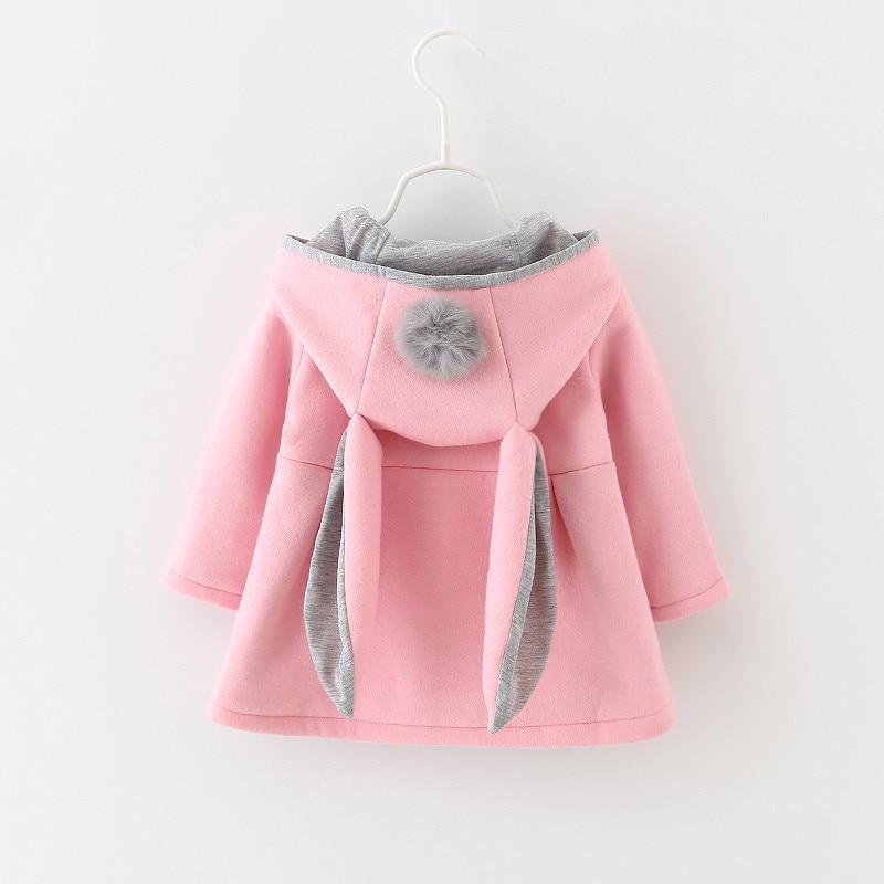 Whimsical Rabbit Ear Hooded Winter Coat for Baby Girls